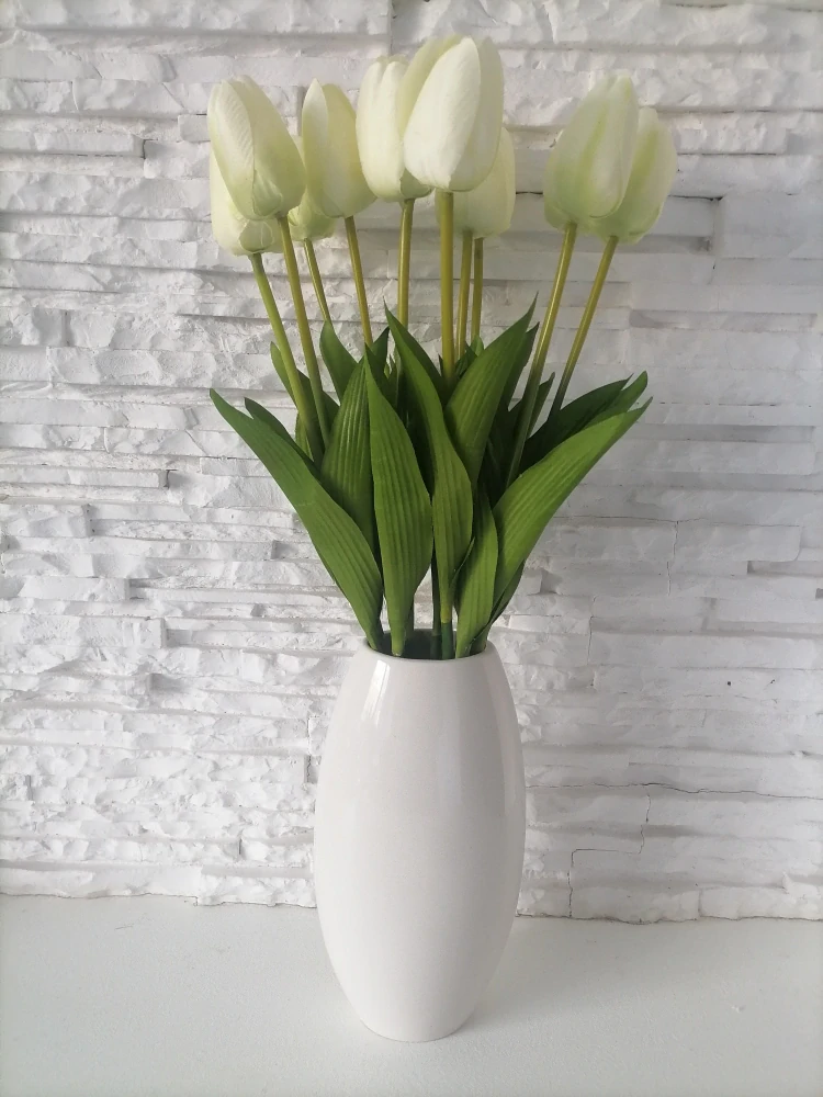 Umelý tulipán biely látkový 1ks