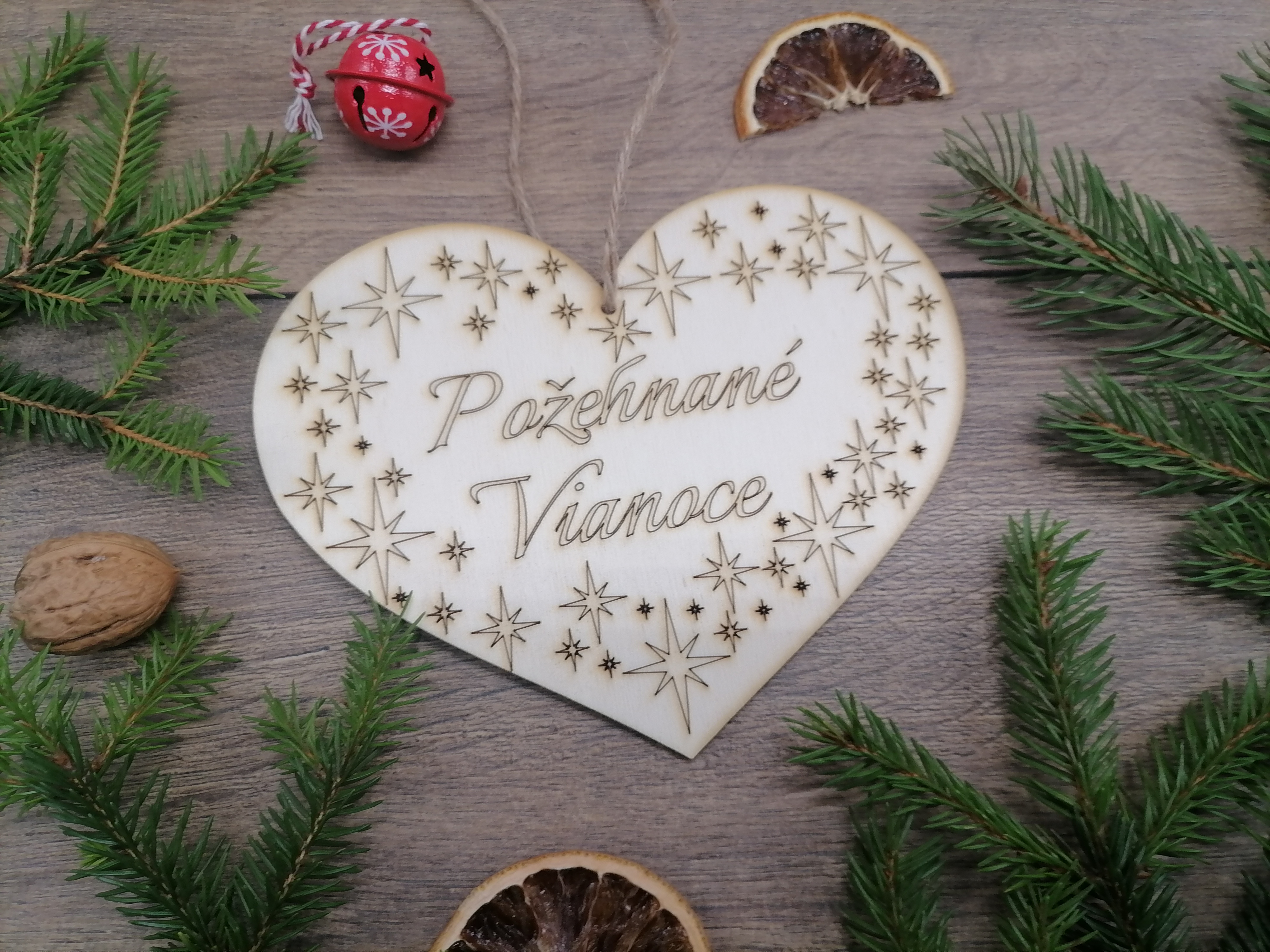 Vianočné srdiečko požehnané Vianoce 17cm