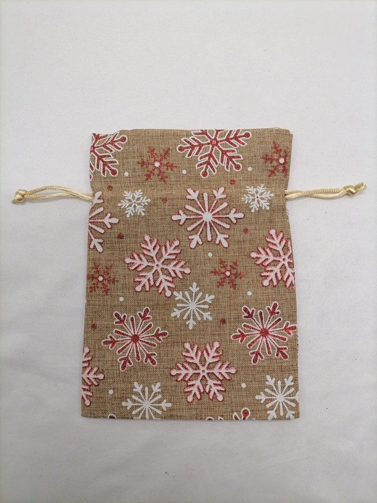 Mikulášske vrecko hnedé s vločkami 18 x 13cm