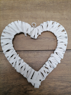 Srdce biele ratanové 20 x 20cm