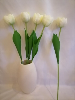 Umelý tulipán biely látkový 1ks