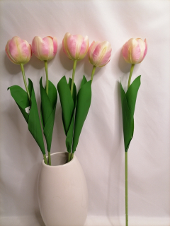 Umelý tulipán bledoružový látkový 1ks
