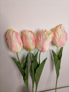 Umelý tulipán veľký bieloružový látkový 1ks
