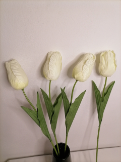 Umelý tulipán veľký biely látkový 1ks