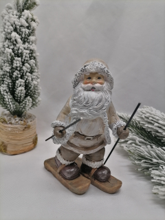 Lyžiar Mikuláš - Santa krémový polyresin