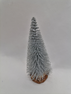 Stromček strieborný umelý na pníku 10cm