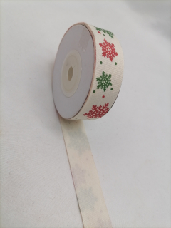 Stuha biela s vločkami 20mm 