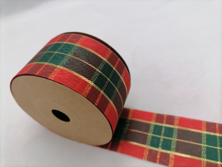 Stuha vianočná károvaná 38mm 