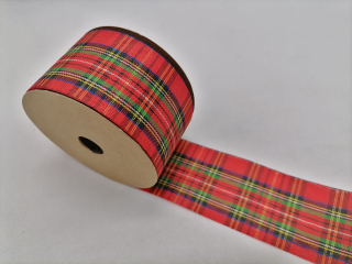 Stuha vianočná károvaná 38mm 