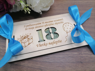 Obálka na peniaze k 18-ke