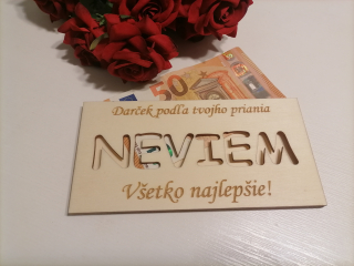 !AKCIA! Obálka na peniaze NIČ