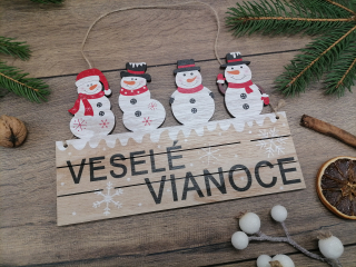 Vianočná tabuľka so snehuliakmi Veselé Vianoce