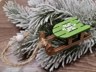 Sánky zelené s vločkou malé