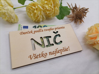 !AKCIA! Obálka na peniaze NIČ