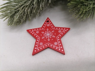 Červená hviezdička s bielou vločkou