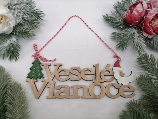 Drevený nápis Veselé Vianoce závesný