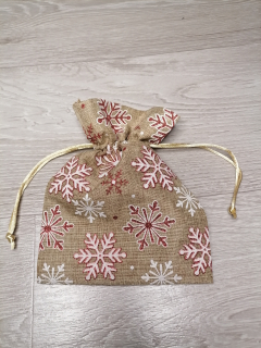 Mikulášske vrecko hnedé s vločkami 18 x 13cm