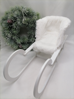 Dekoračné sánky biele s kožušinkou 39cm